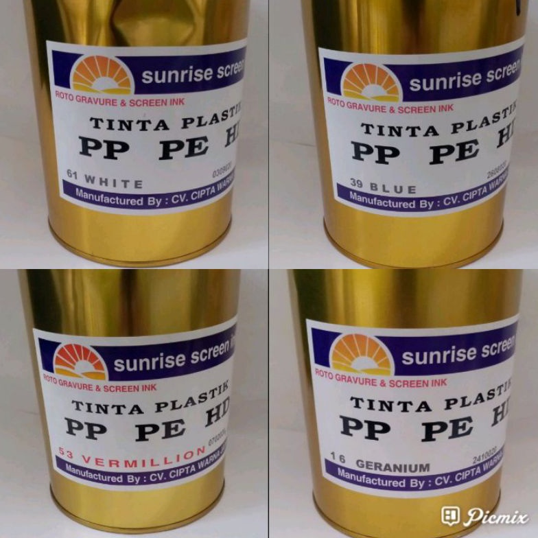 

KODE E39G PPHD Tinta Sablon Plastik Sunrise 1kg Khusus Jawa