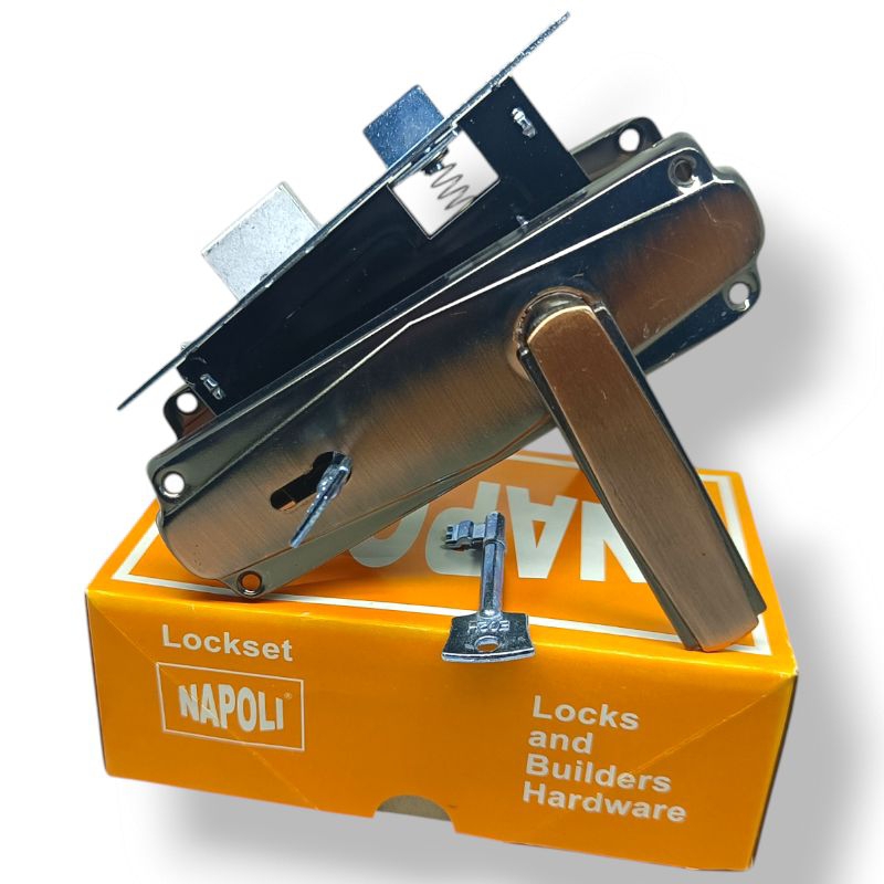 kunci pintu|handle pintu ukuran kecil fullset /1set coklat antik NAPOLI