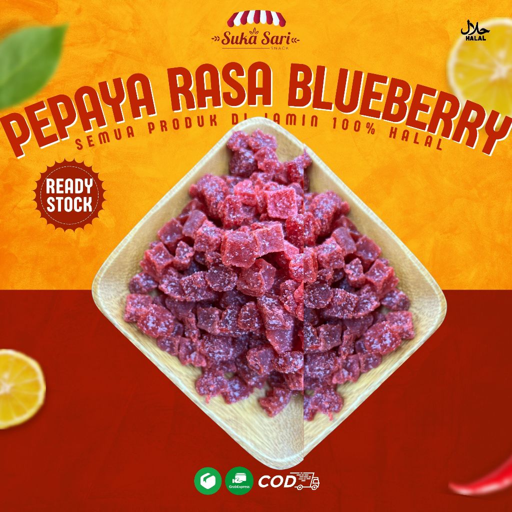 

Pepaya Rasa Bluebery Manisan Asinan Cemilah Snack Oleh Bandung | Sukasari Snack