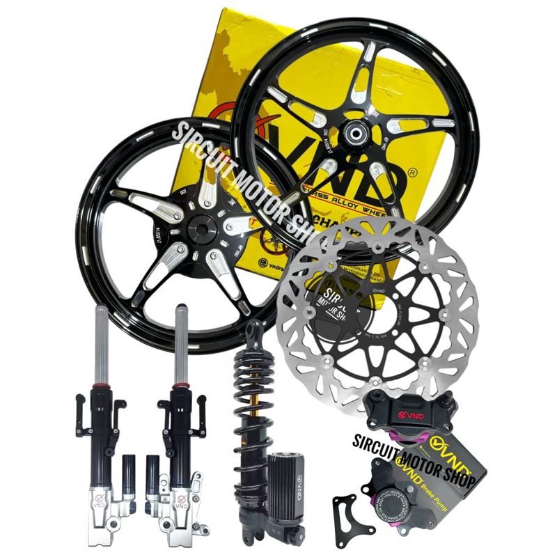 PAKET SET STYLO 160 CBS / VELG VND BINTANG LAUT / CAKRAM VND 260MM / SHOCK DEPAN VND / KALIPER VND 2