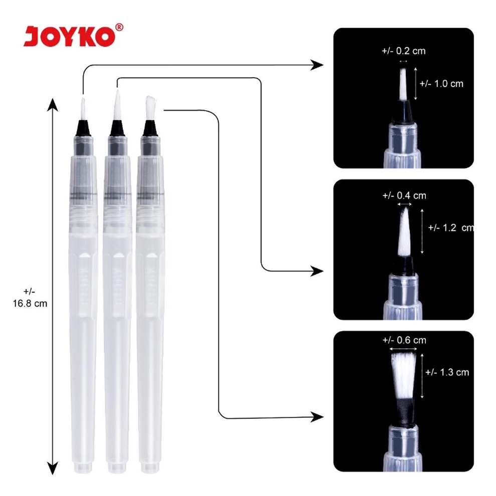 

KODE F56A Joyko Water Brush Set 3 Kuas cat air Kuas Lukis Joyko