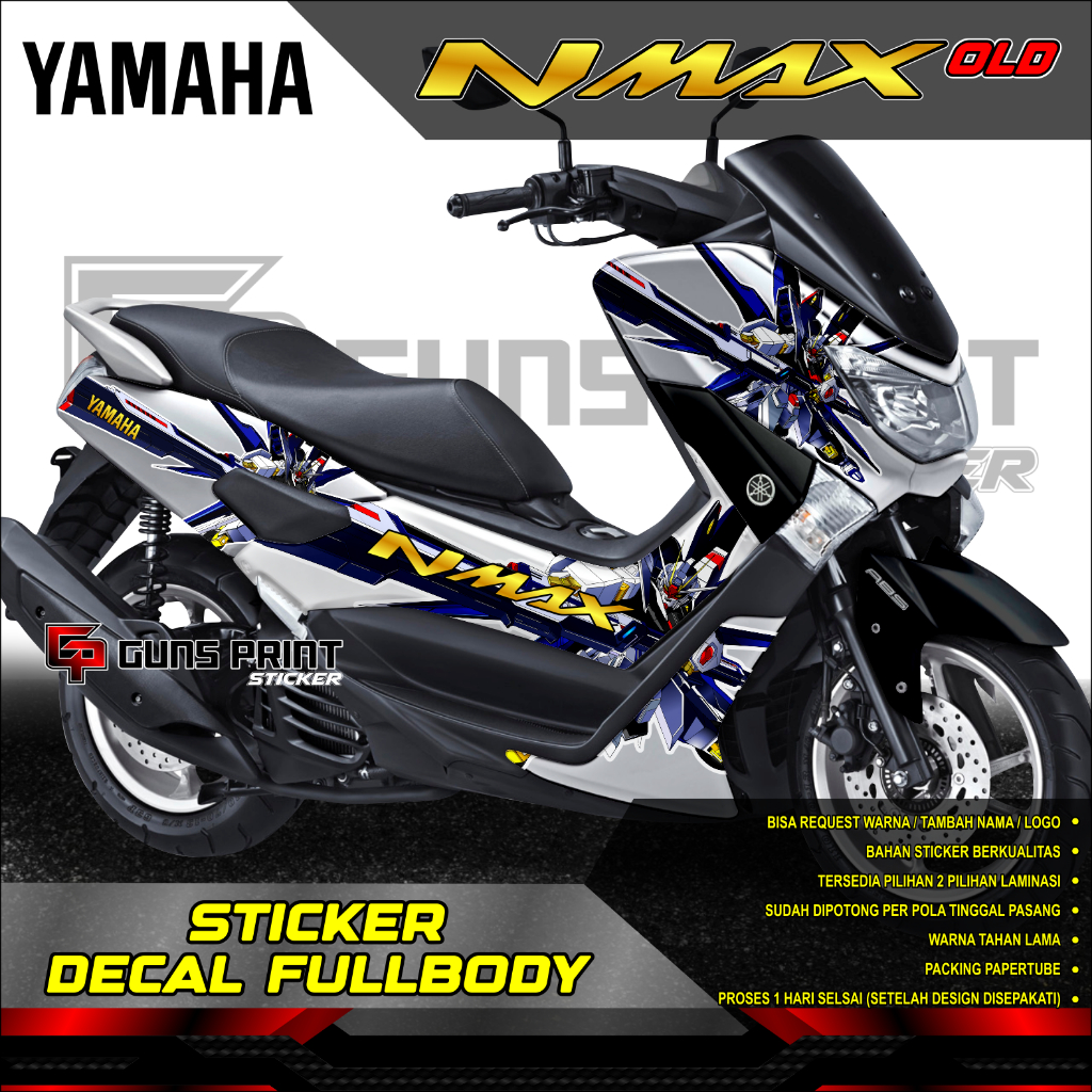 STICKER DECAL CUSTOM FULLBODY YAMAHA NMAX OLD - DESAIN 3001 - GUNDAM FREEDOM STRIKE