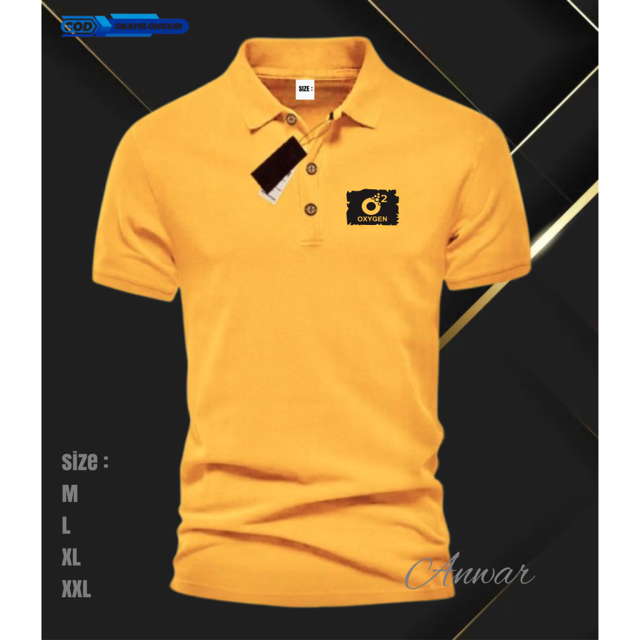 Polo Oxigen 02 Pakaian Lelaki Atasan Pria Baju Wanita Bahan Tebal T-Shirt Moti Print Polos Premium