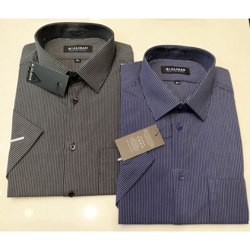 Kemeja Alisan Motif Garis Jumbo Lengan Pendek Reguler