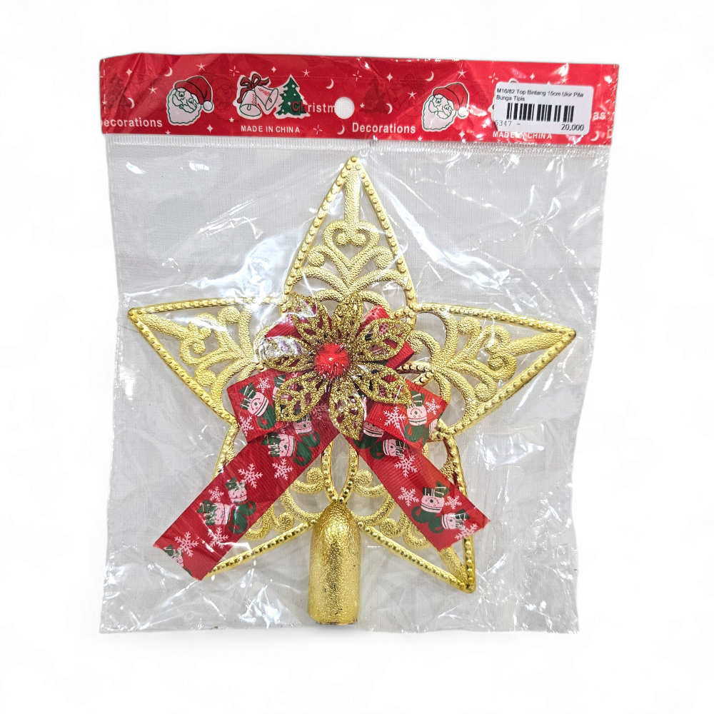 

Top Bintang Natal 15cm Ukir Pita Bunga M16/82