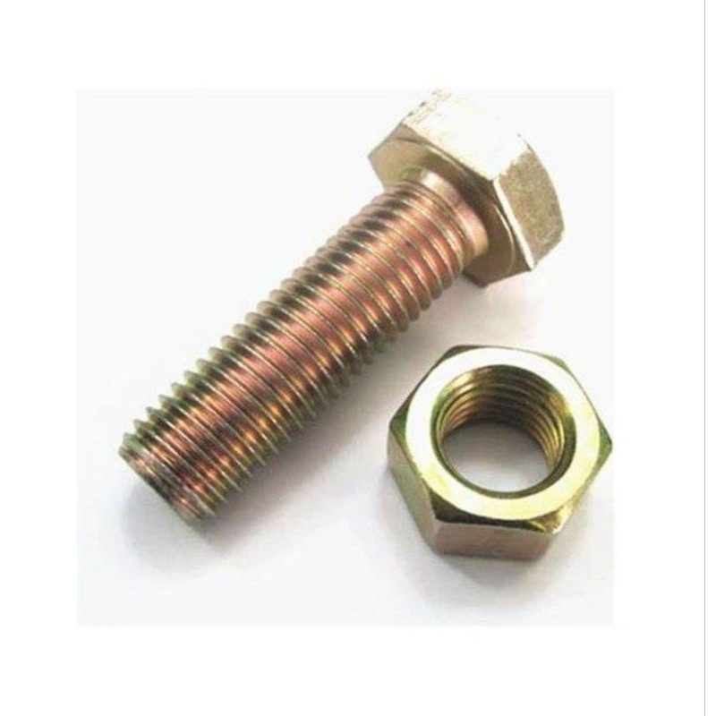 BMK 8 x 15 BM KUNING UKURAN 8 MM PANJANG 1.5 CM HEXAGON BOLT AND NUT BAUT KUNCI 12 DRAT HALUS BAUT M