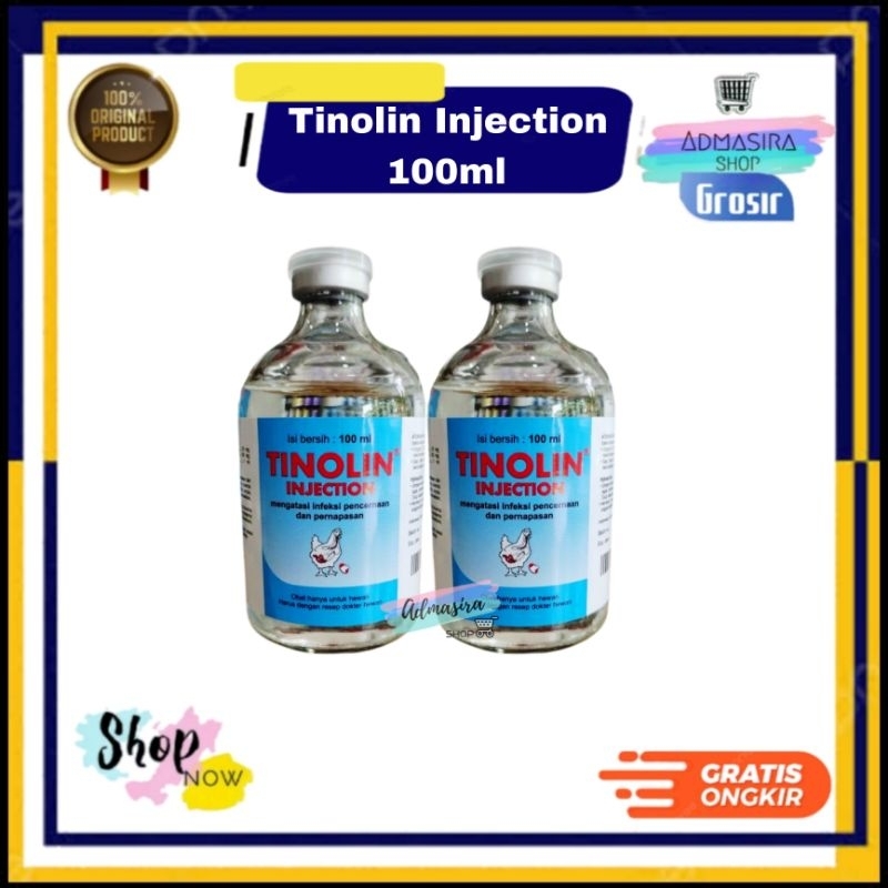 TINOLIN INJECTION 100ml Medion Obat Infeksi Pencernaan dan Pernapasan Unggas Sapi Kambing Tinolin In