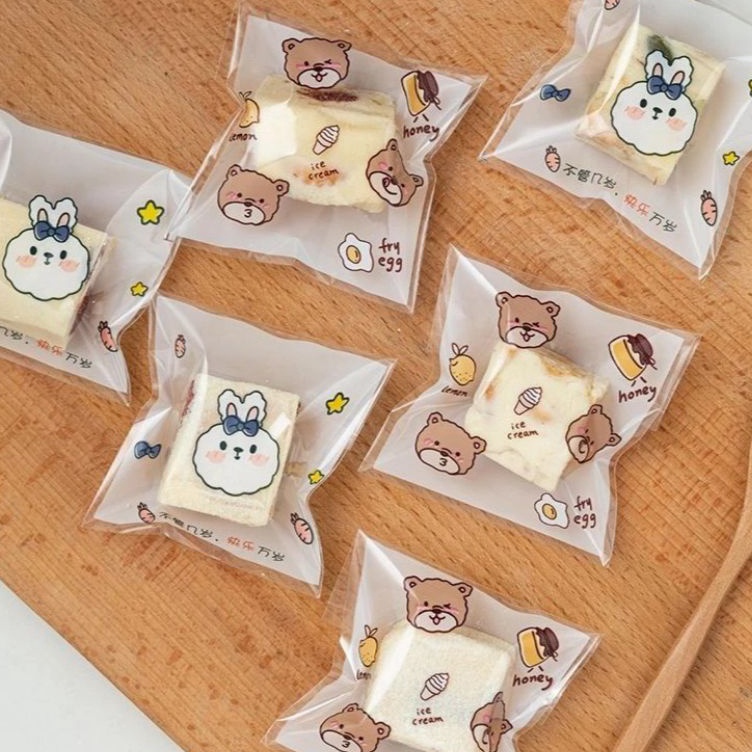 

Ready Banyak 1pcs plastik Cookies opp 7x7cm Plastik Opp Kawaii Motif Karakter Lucu