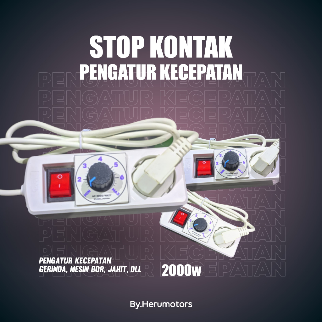Dimmer 2000W Pengatur Kecepatan Gerinda Bor | Dimmer Stop Kontak 1 Lubang
