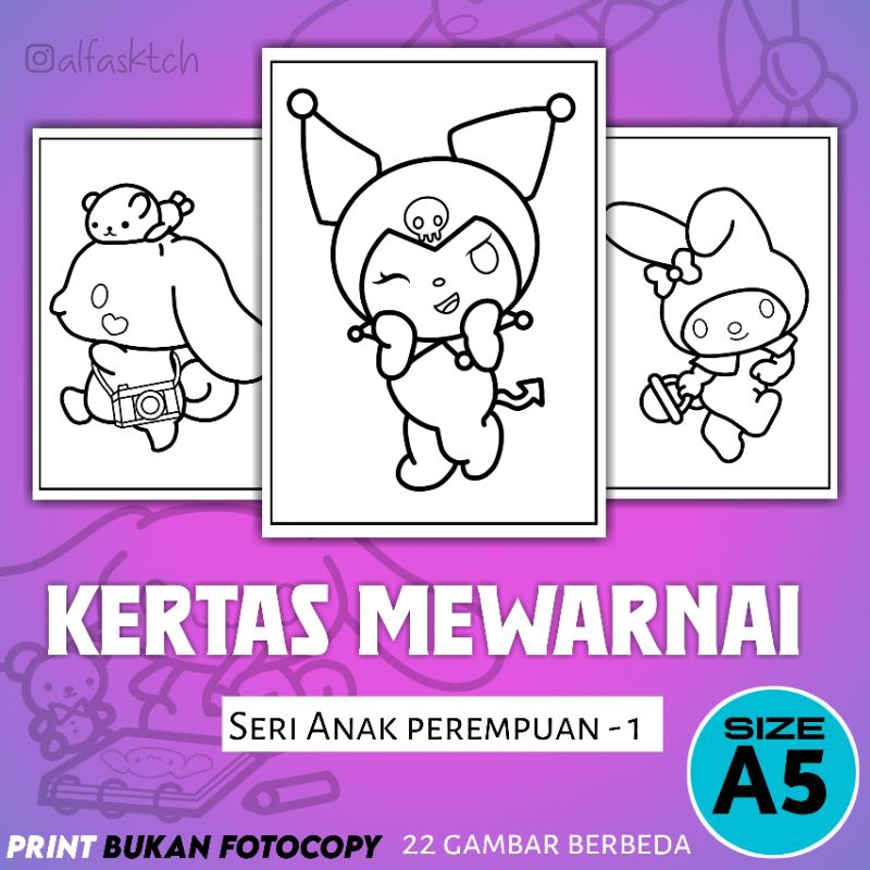 

KERTAS MEWARNAI ANAK A5 - Seri Anak Perempuan 1