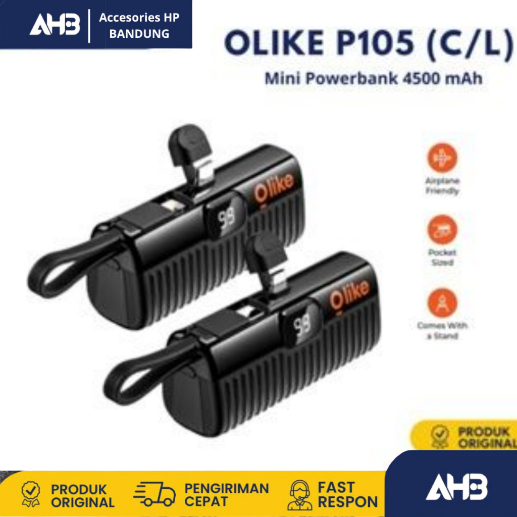 OLIKE P105 Mini Powerbank 4500mAH Dual Charging Port USB-C TypeC Iphone Lightning Original