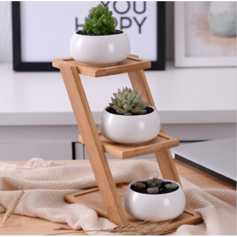 Rak Bunga Mini Kayu Jati / Rak Susun / Rak Aesthetic