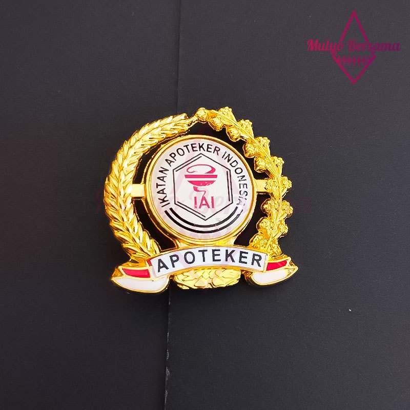 Lencana Pin Ikatan Apoteker Indonesia Model Padi Kapas Pin Logo IAI Pin Apoteker - Mulyo Bersama