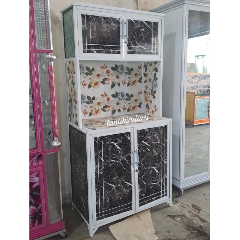LEMARI PIRING 2 PINTU BAHAN ACP, RAK PIRING ACP, HITAM CORAK, BISA CUSTOM WARNA