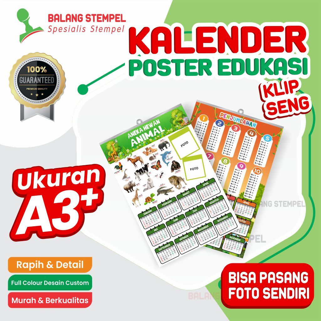 

Kalender Poster Edukasi Anak Satuan Bahan Artpaper Ukuran A3+