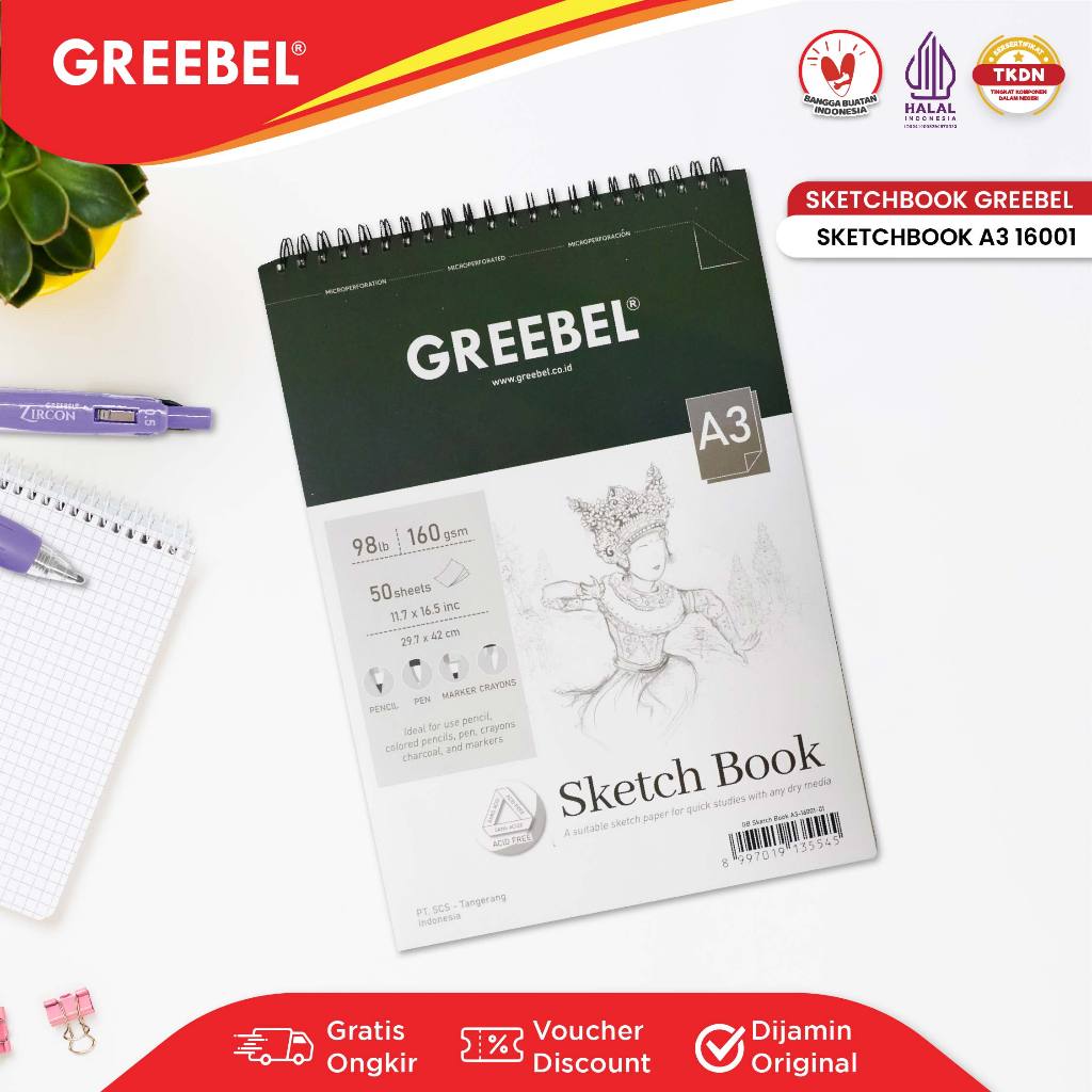 

GREEBEL Buku Gambar Sketch Book A3 50 Lembar (16001) Buku Sketsa Drawing Book