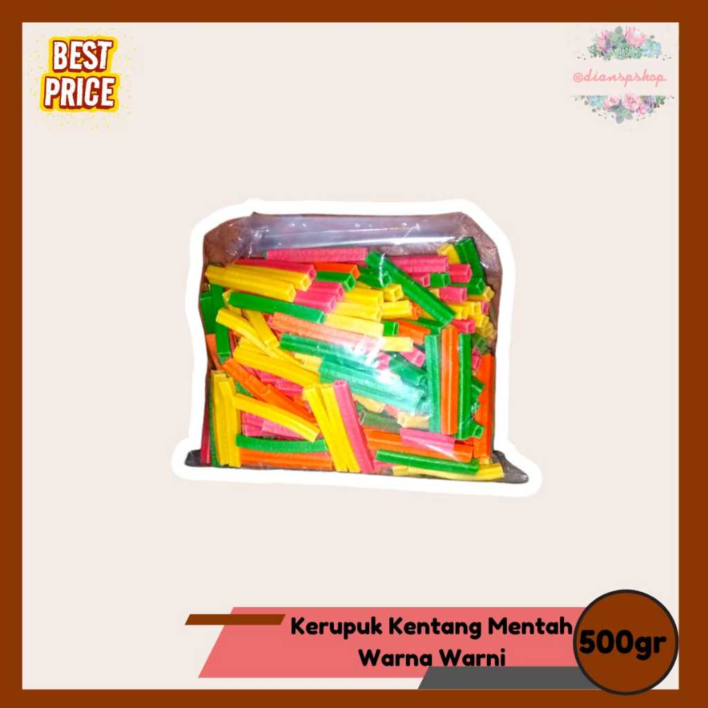 

Kerupuk Kentang Warna-Warni 500gr Mentah Kerupuk Potato Rainbow