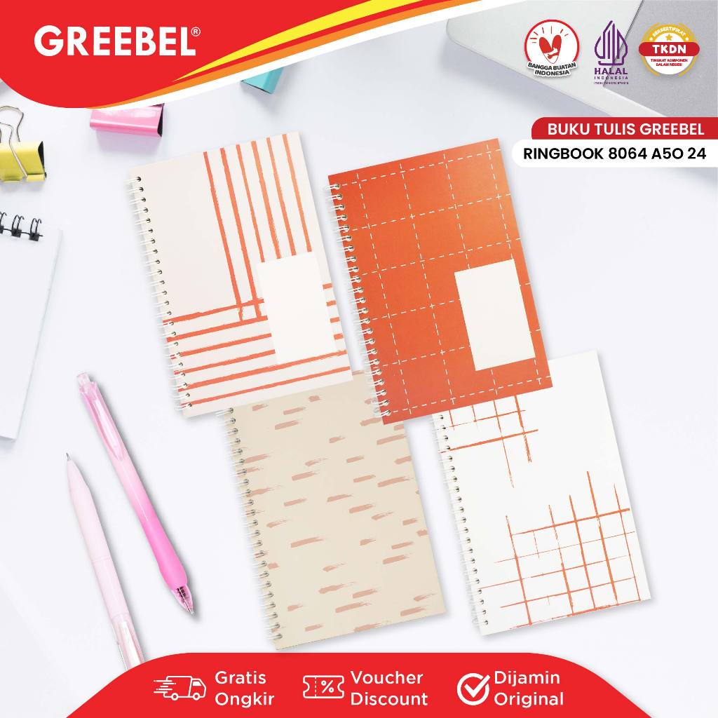 

GREEBEL Notebook Buku Tulis Ring (RING BOOK 8064 A5O 31) / Buku Tulis Catatan Notebook Buku Ring