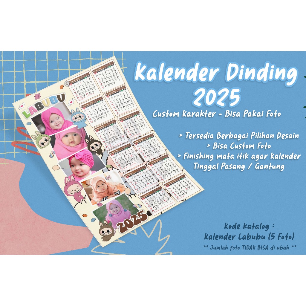 

Cetak Custom Kalender Dinding 2025 Desain Karakter Bisa Custom Foto
