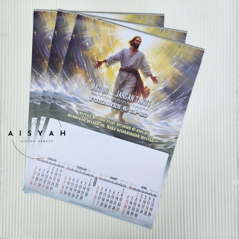 

kalender tahun 2025 rohani Ao 221 lembar x 4 bulan ukuran 38 x54 cm(terima castume cetak merek)