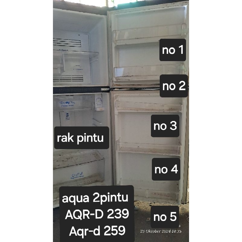 rak pintu bekas aqua sanyo 2pintu model SR-D259 AQR-D239