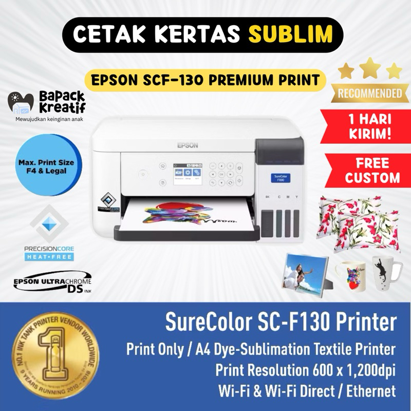 (SEHARI JADI) Jasa Cetak SUBLIM A4 Premium Epson SCF-130 Original Bisnis Sublim