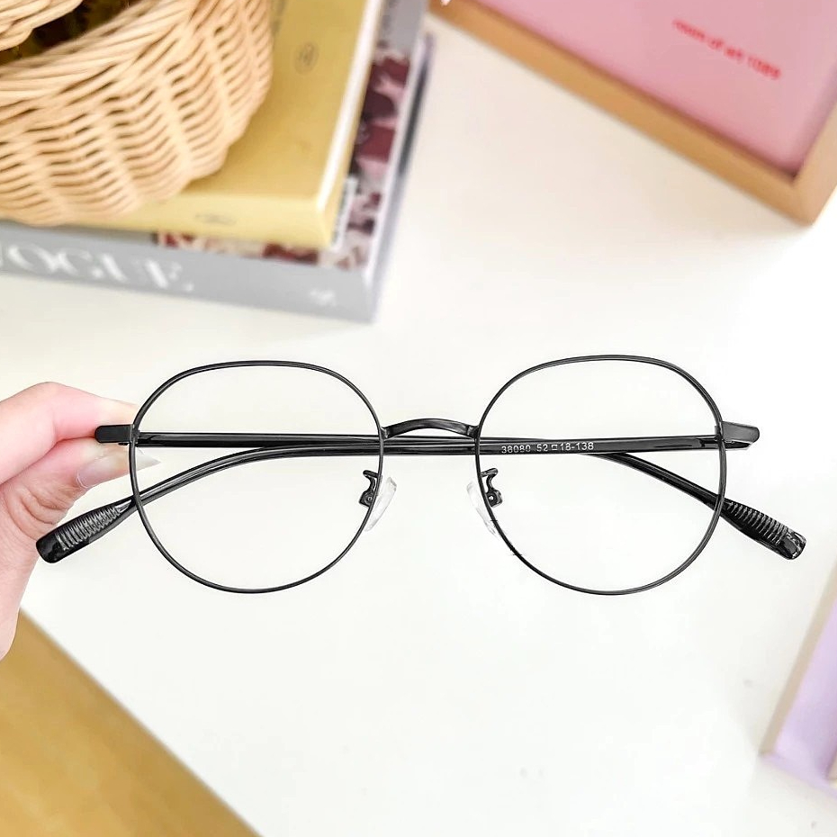 Kacamata Terbaru Bahan Besi Kombinasi Plastik Gagang Lentur Kekinian Unisex Gratis Normal Minus Sili