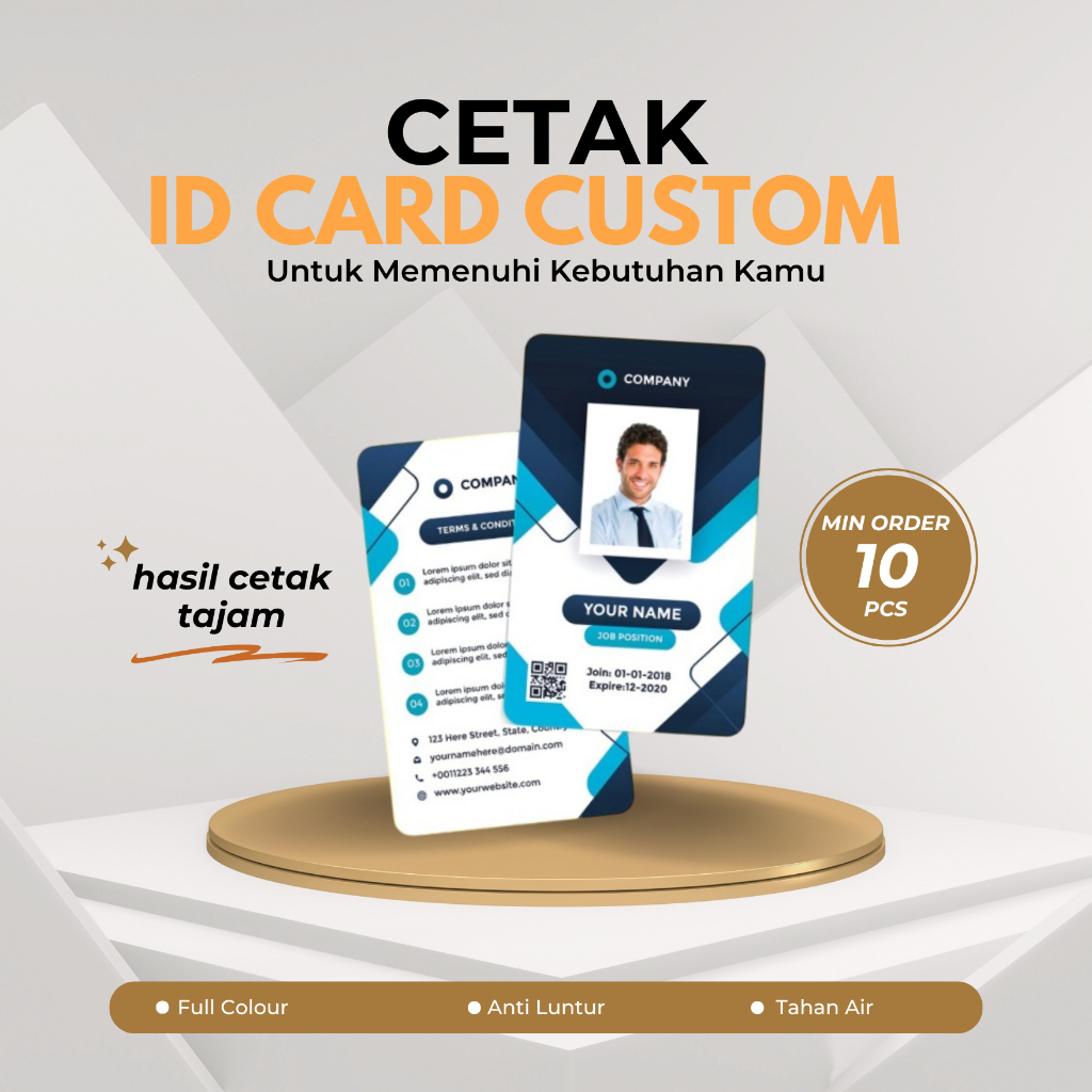 

Cetak ID Card Bahan PVC Ketebalan 0,9 mm ukuran 86x54 mm/Bahan Premium Berkualitas