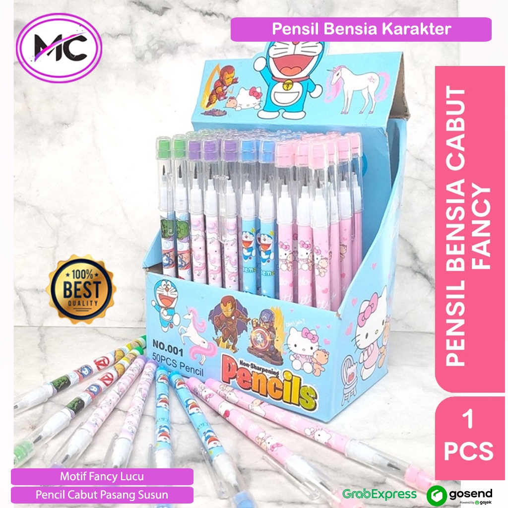 

Pensil Anak Motif Fancy Pensil Bensia Susun Karakter Lucu Alat Tulis Sekolah Anak Murah Pensil Refill Isi Ulang Dengan Penghapus Kecil Murah