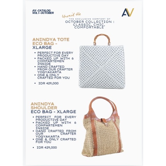 AV ANINDYA ECO HANDCRAFTED BAG / XLARGE / TOTEBAG / SHOULDER BAG / EVERYDAY BAG