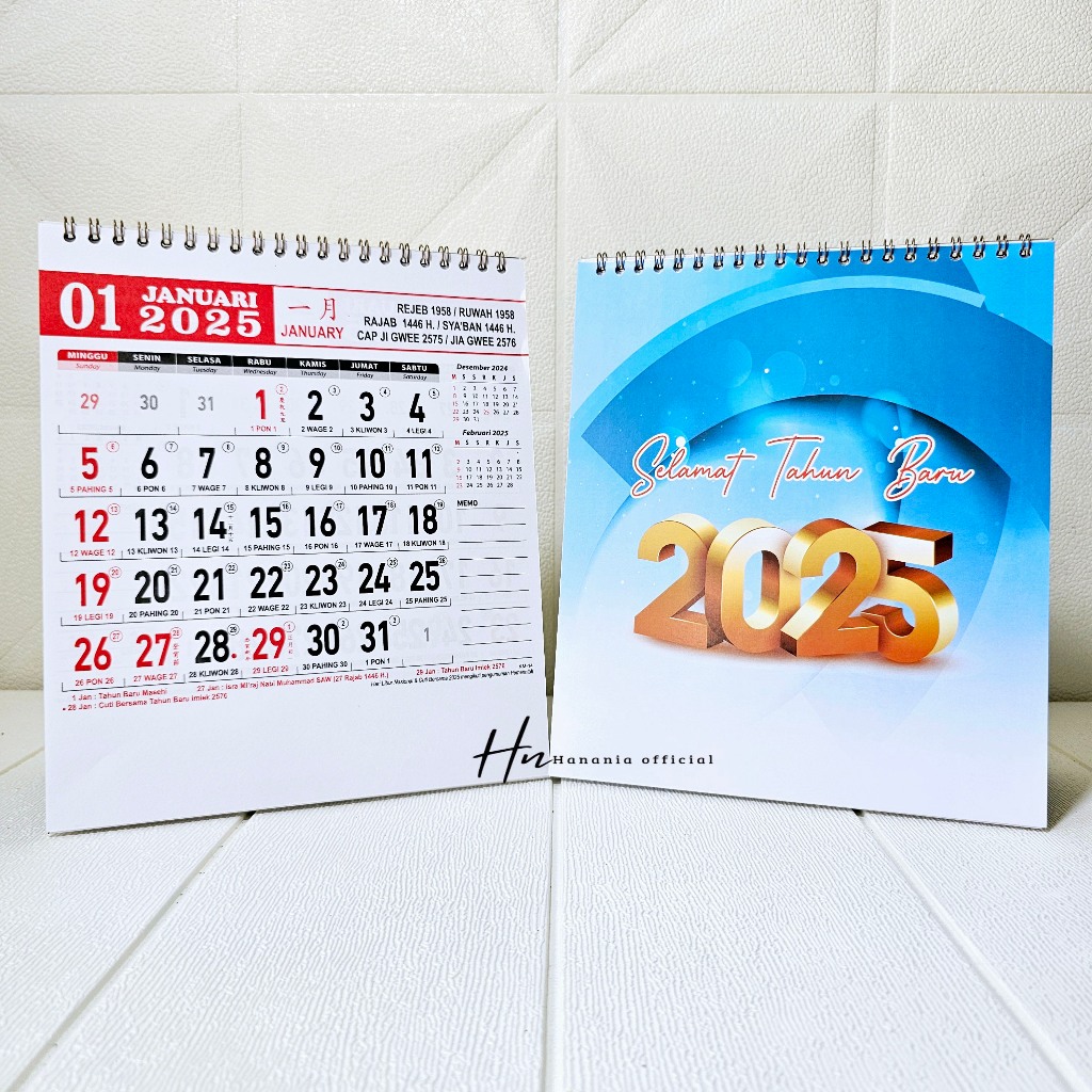 

KALENDER MEJA KERJA TAHUN 2025 UKURAN LEBIH BESAR 19 × 23CM ADA MEMO DI SEBELAH ANGKA