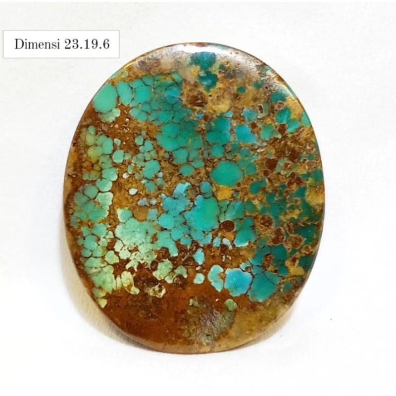 Batu Pirus Persia Original Hijau Toska Serat Emas