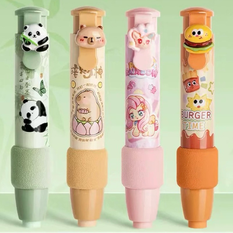 

cute capybara retactable eraser stick penghapus cetek bentuk pen pencet unicorn