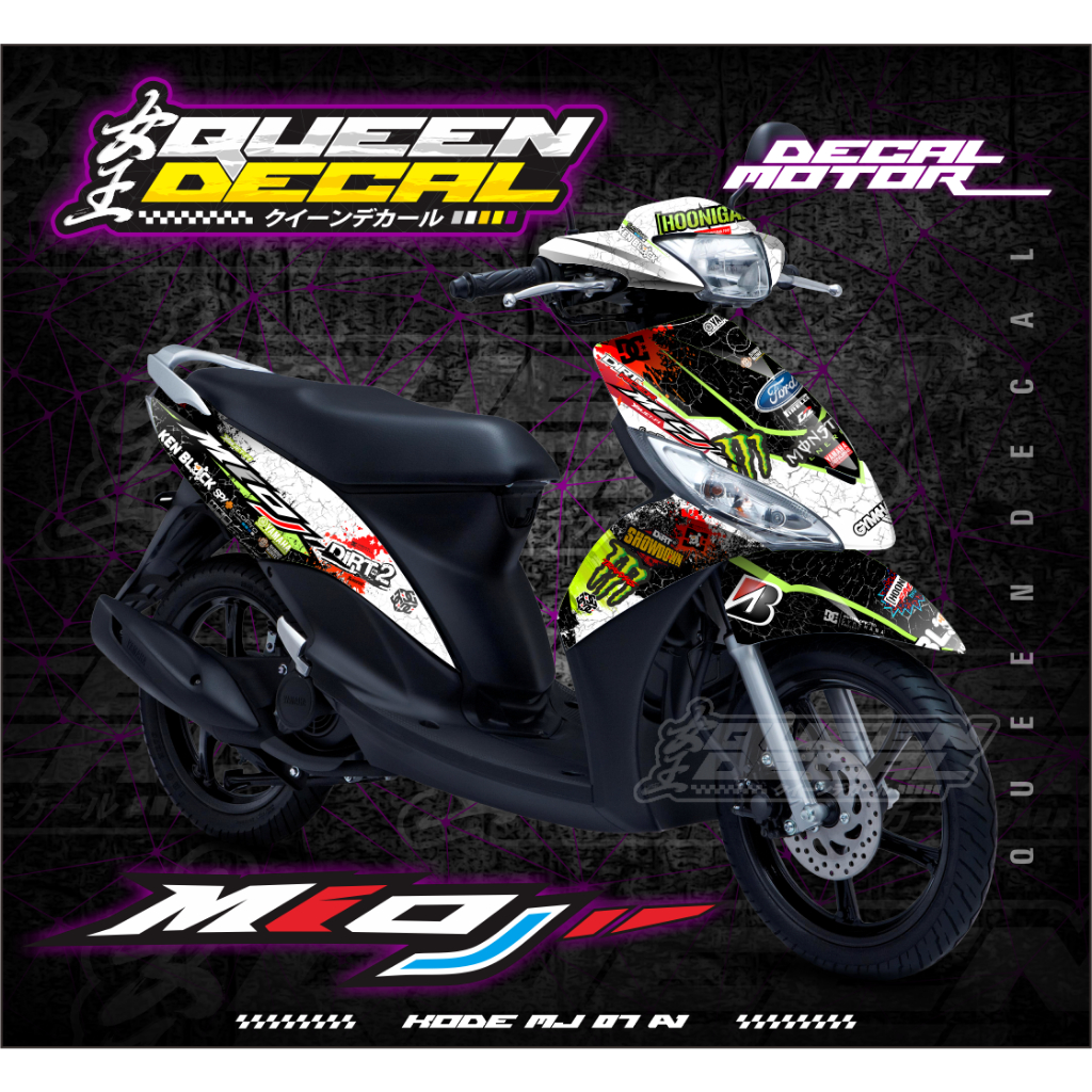 Stiker Motor Desain Bisa Custom / Stiker Decal Full Body Motor Mio J Bahan Premium - MJ
