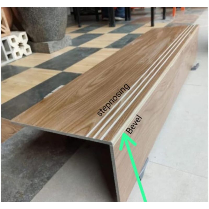 granit pijakan tangga motif kayu 30x100 20x100  kw1 matt