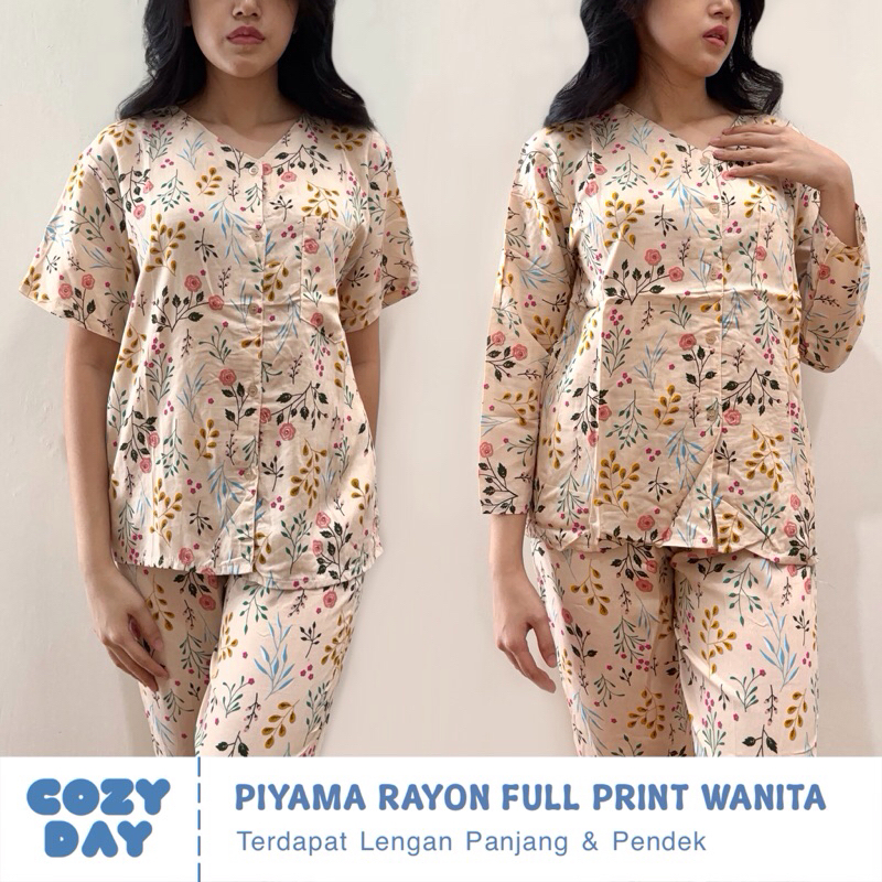 Piyama Rayon Celana Panjang Wanita [FOREVER SWEET] Baju Tidur Babydoll Lengan Panjang & Pendek Free 