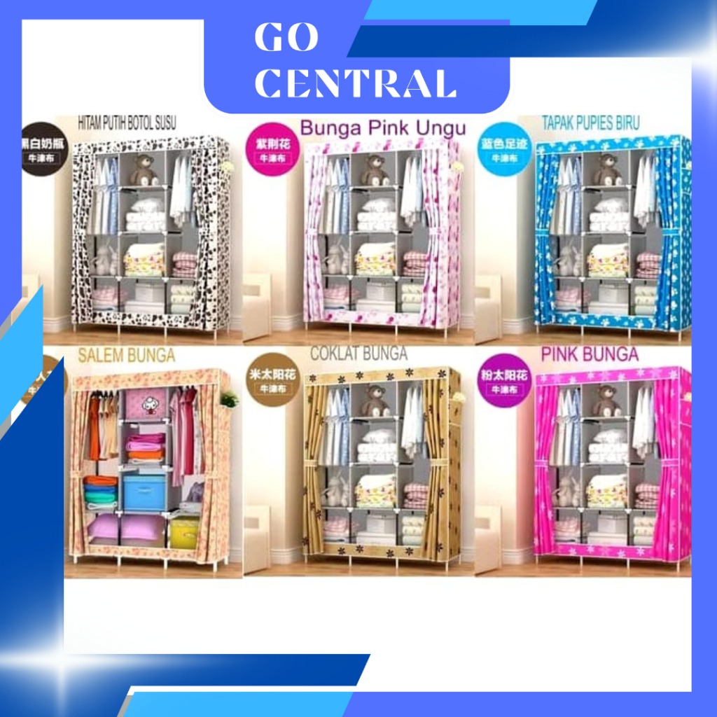 Lemari  Pakaian Portable Lemari Plastik Lemari Gantungan Baju Jumbo Ukuran 135 x 45 x 170 cm - GO CE