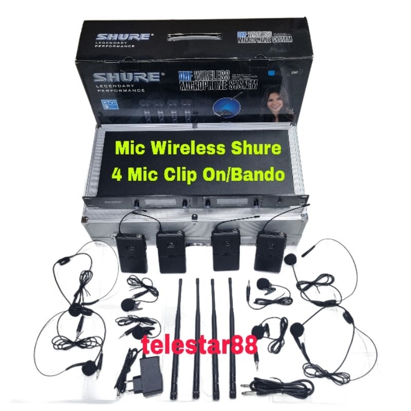 MIC WIRELESS SHURE CLIP ON/HEADSET 4 MIC MIC SHURE BANDO/CLIP ON