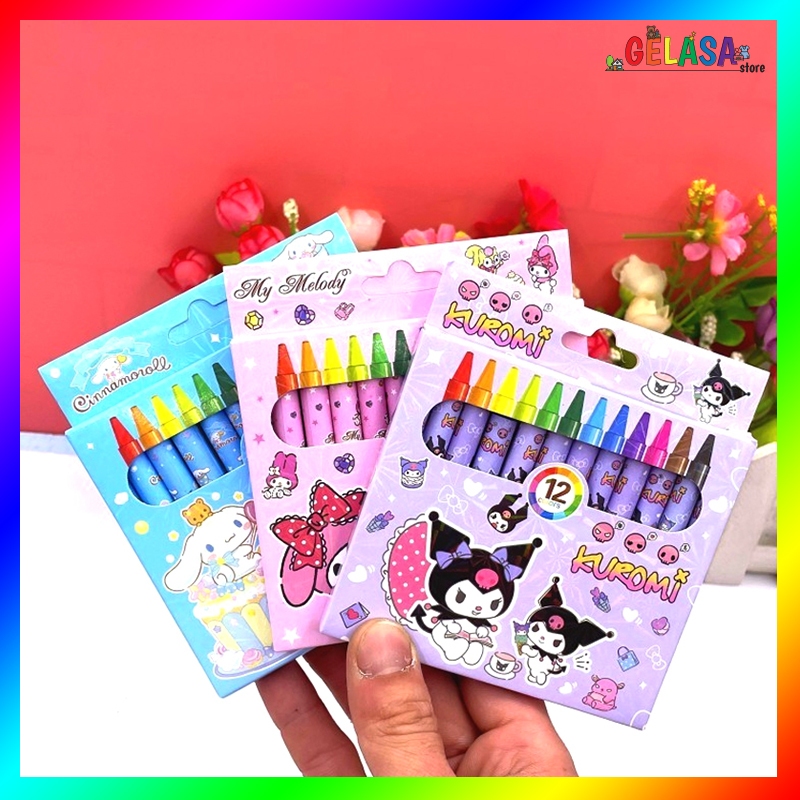 

Gelasa Pensil Crayon 12 warna Cinnamoroll Kuromi Melody