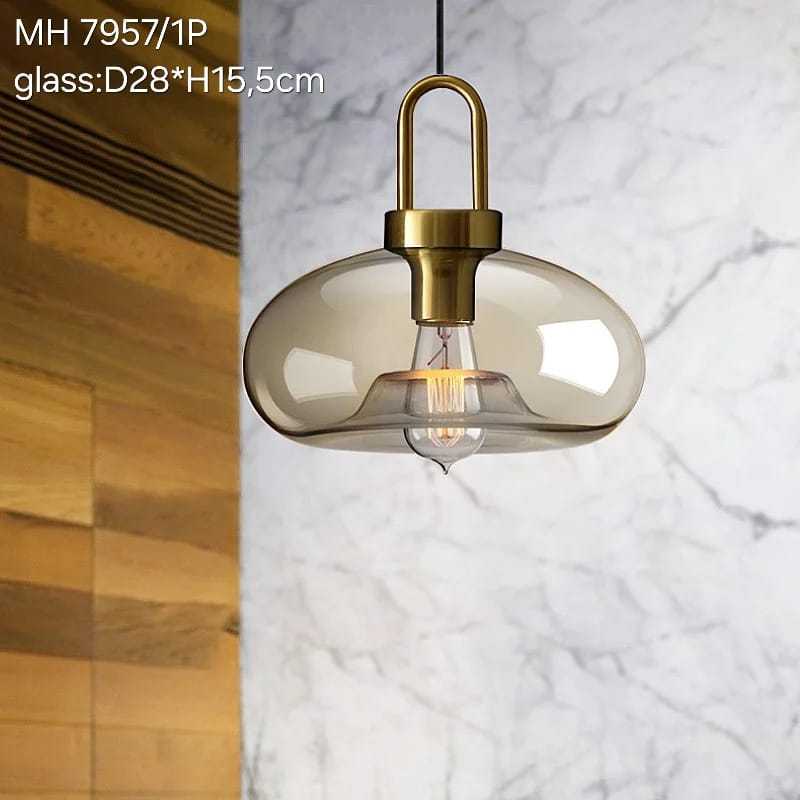 Apollo Lighting Lampu Hias Lampu Gantung Gold Gaya Nordik Dekorasi Fitting Kap Kaca Bulat Lampu Gant