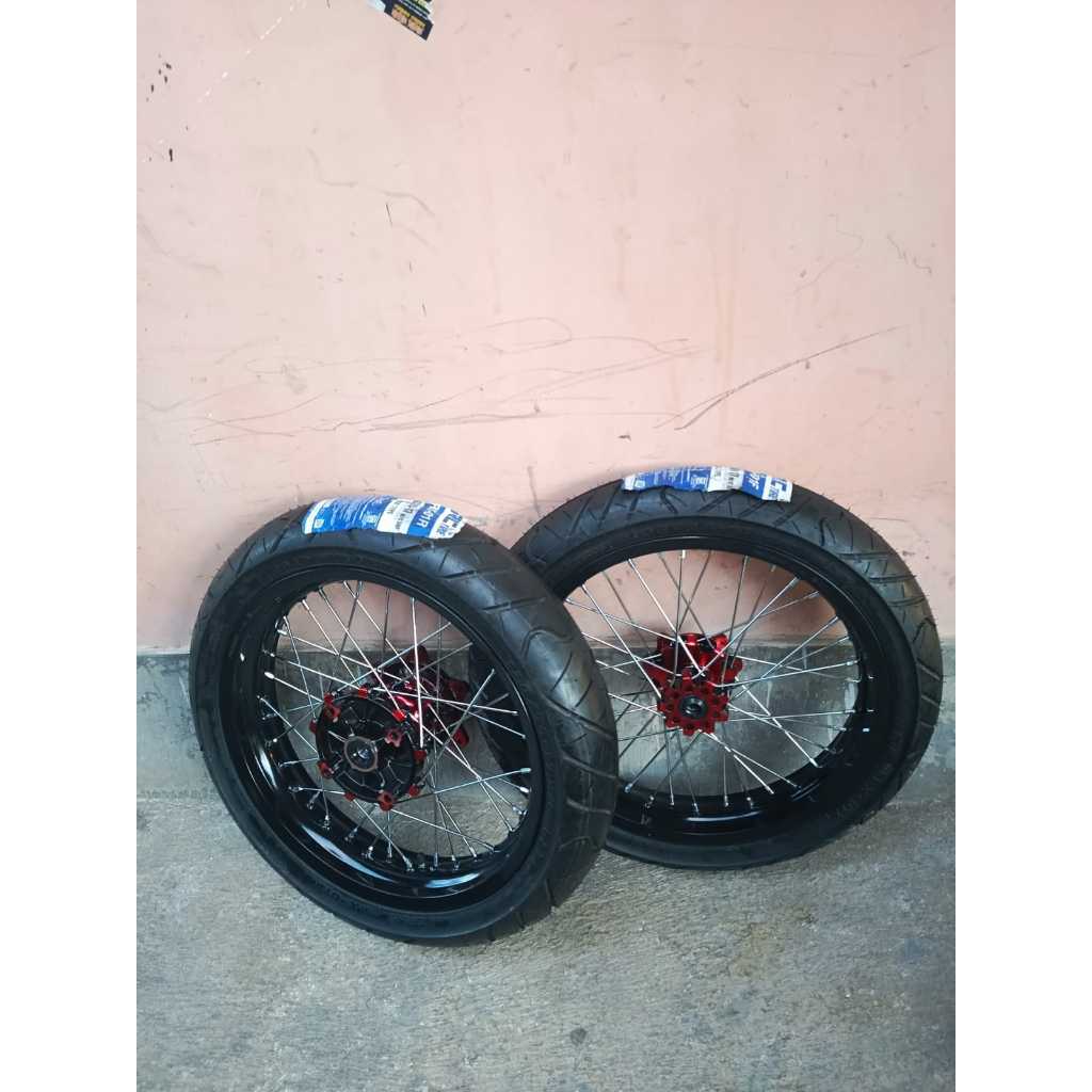 Roda Supermoto CRF Ban Baru Ring 17 Wheelset SUMO CRF 150 L Ban IRC Murah Siap Pakai