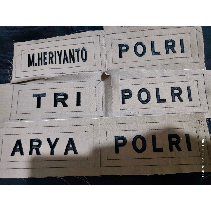 Bordir tidak timbul Nama Polri