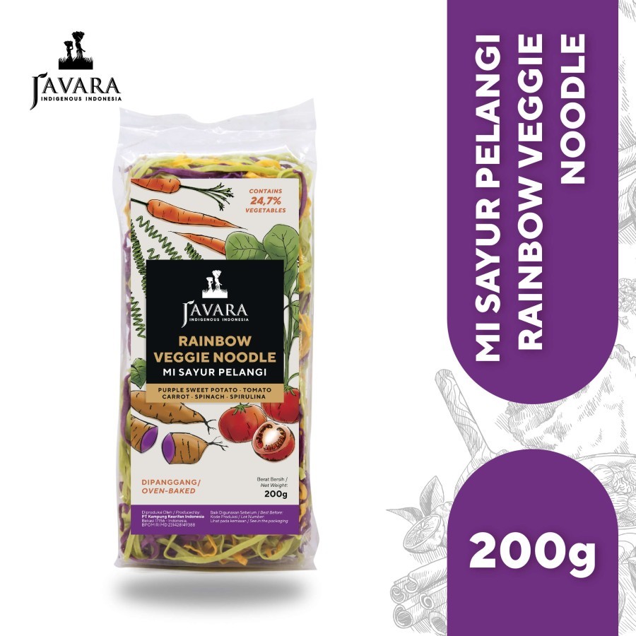 

Javara - Rainbow Veggie Noodle - 200gr (Mie Sayur Pelangi) Tanpa Bumbu