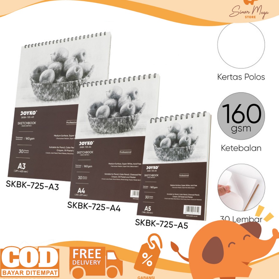 

KODE H79N Joyko Sketch Book SKBK725 Ukuran A3 A4 A5 Buku Sketsa Sketchbook