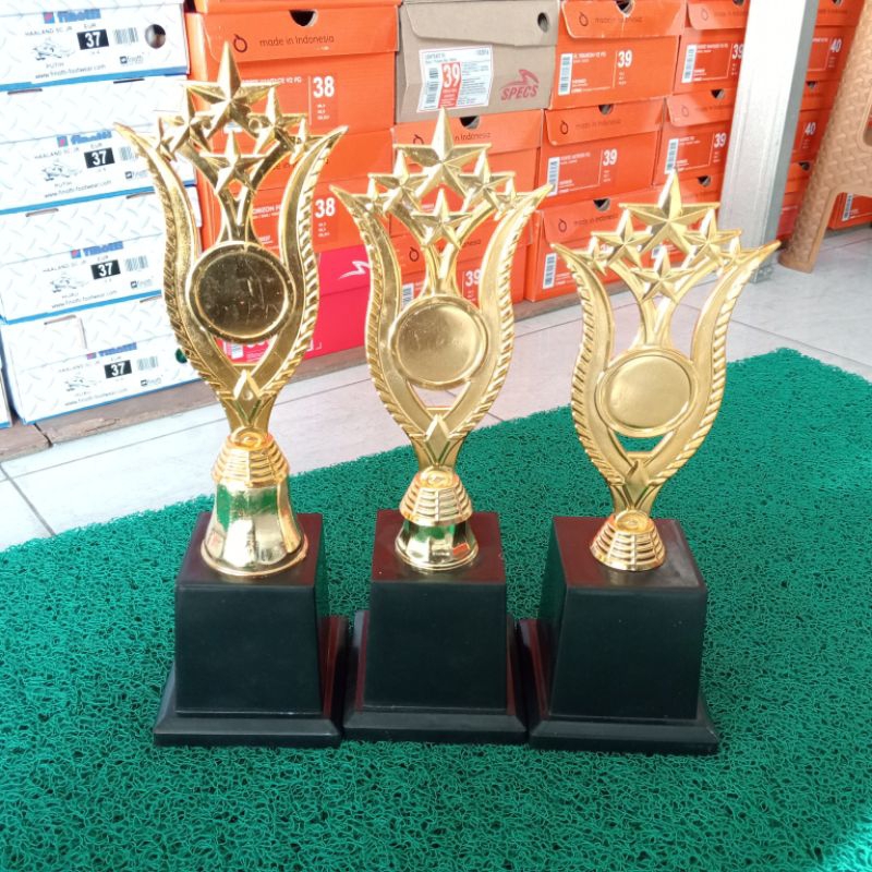 PIALA TROPHY SET PLASTIK MURAH PIALA SATU SET JUARA (1-3) PIALA SEPAK BOLA SOCCER FUTSAL VOLLY DLL