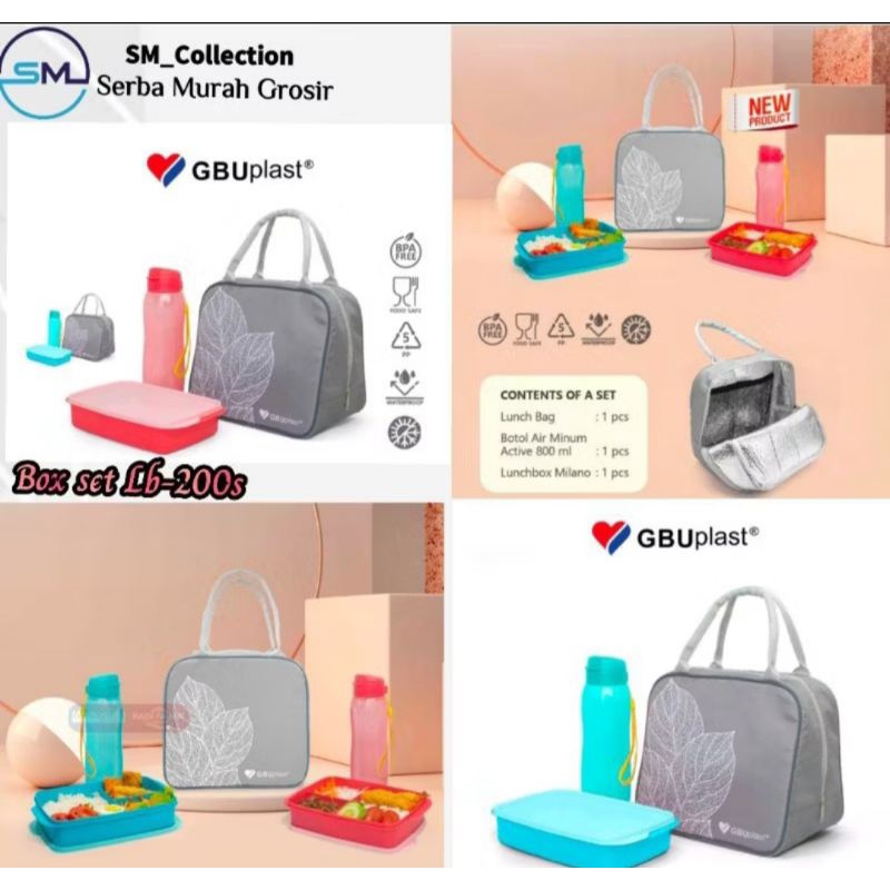 kotak nasi/kotak bekal/kotak set nasi/kotak nasi set botol/GBU plast/elio lunch box set lb-200s