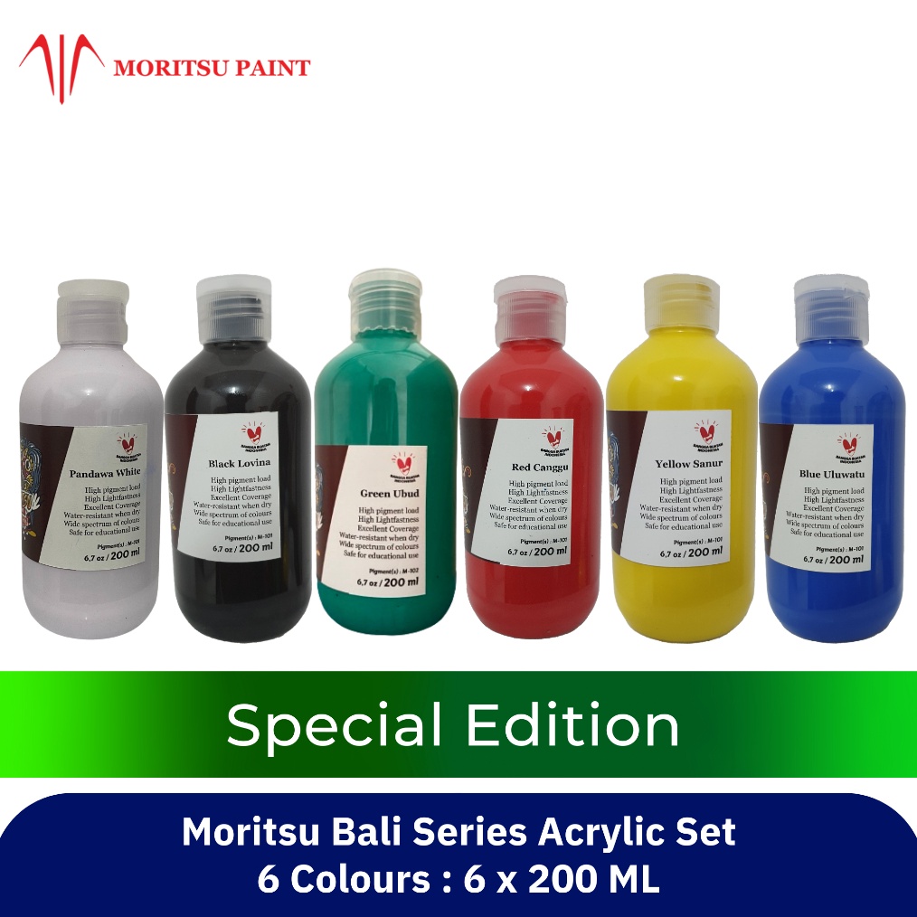 

KODE W69Q Cat Akrilik Set Moritsu Acrylic Paint Bali Series 2 ML 6 Colours