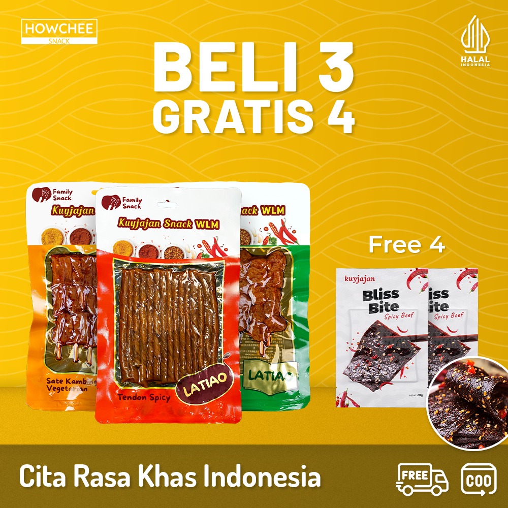 

Howcheesnack - [HALAL] Buy 3 Get 4 Free | Latiao Free Bliss Bite Camilan | Makanan Ringan Tinggi Protein