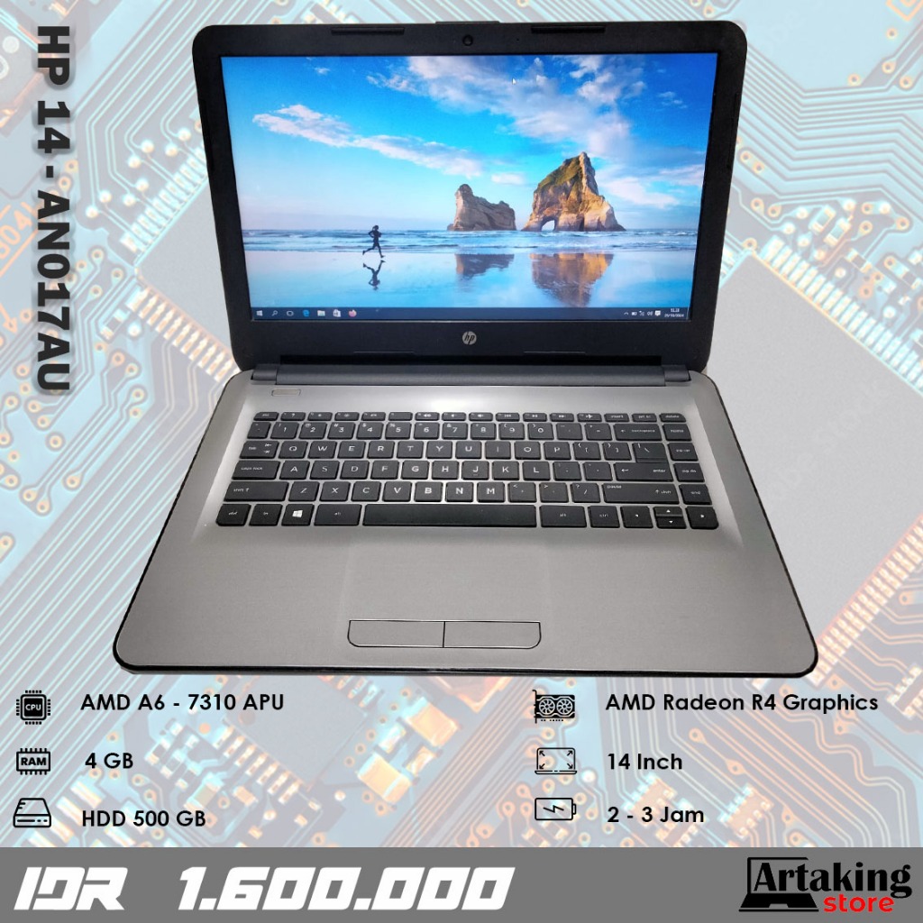 Hp 14 - an017AU - AMD A6 - Ram 4 GB - Normal Siap Pakai