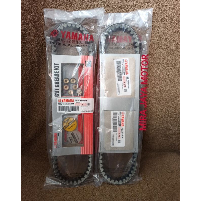 VANBELT MIO SPORTY MIO SOUL MIO KARBU FINO NOUVO SET PLUS ROLLER KOMPLIT ORIGINAL YAMAHA GENUINE PAR